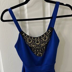 Charlotte Russe Royal Blue Dress with Black Embellishment